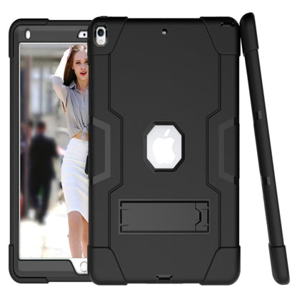For iPad 10.5 Contrast Color Silicone + PC Combination Case with Holder(Black) - iPad Air (2019) Cases by buy2fix | Online Shopping UK | buy2fix