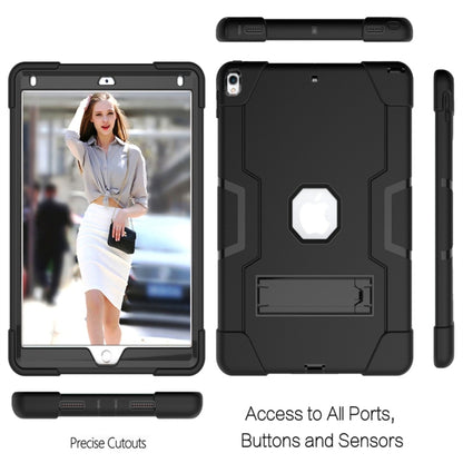 For iPad 10.5 Contrast Color Silicone + PC Combination Case with Holder(Black) - iPad Air (2019) Cases by buy2fix | Online Shopping UK | buy2fix