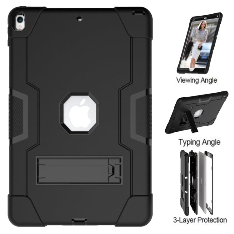 For iPad 10.5 Contrast Color Silicone + PC Combination Case with Holder(Black) - iPad Air (2019) Cases by buy2fix | Online Shopping UK | buy2fix