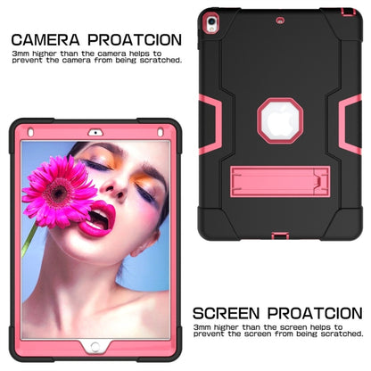 For iPad 10.5 Contrast Color Silicone + PC Combination Case with Holder(Black + Rose Red) - iPad Air (2019) Cases by buy2fix | Online Shopping UK | buy2fix