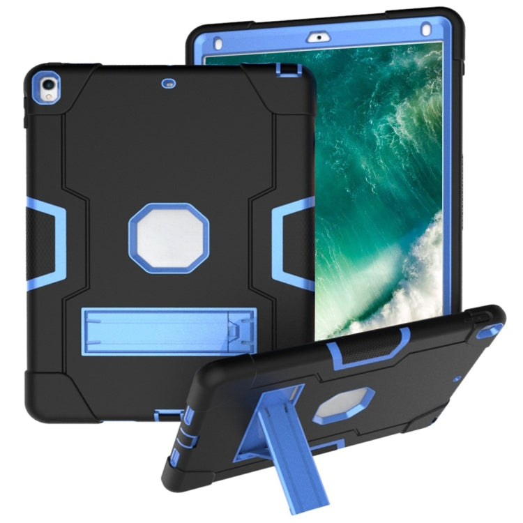 For iPad 10.5 Contrast Color Silicone + PC Combination Case with Holder(Black + Blue) - iPad Air (2019) Cases by buy2fix | Online Shopping UK | buy2fix