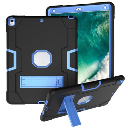 For iPad 10.5 Contrast Color Silicone + PC Combination Case with Holder(Black + Blue) - iPad Air (2019) Cases by buy2fix | Online Shopping UK | buy2fix