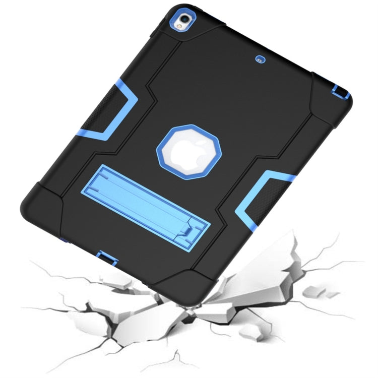 For iPad 10.5 Contrast Color Silicone + PC Combination Case with Holder(Black + Blue) - iPad Air (2019) Cases by buy2fix | Online Shopping UK | buy2fix