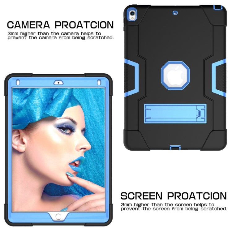 For iPad 10.5 Contrast Color Silicone + PC Combination Case with Holder(Black + Blue) - iPad Air (2019) Cases by buy2fix | Online Shopping UK | buy2fix