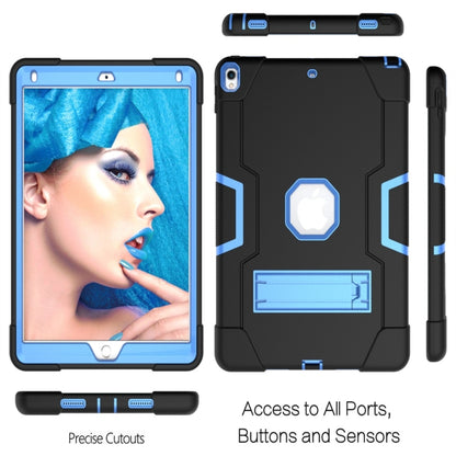 For iPad 10.5 Contrast Color Silicone + PC Combination Case with Holder(Black + Blue) - iPad Air (2019) Cases by buy2fix | Online Shopping UK | buy2fix