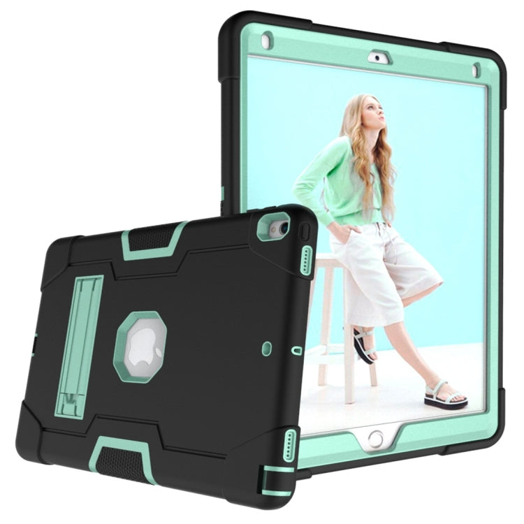 For iPad 10.5 Contrast Color Silicone + PC Combination Case with Holder(Black + Aqua) - iPad Air (2019) Cases by buy2fix | Online Shopping UK | buy2fix