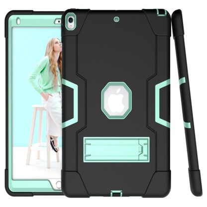 For iPad 10.5 Contrast Color Silicone + PC Combination Case with Holder(Black + Aqua) - iPad Air (2019) Cases by buy2fix | Online Shopping UK | buy2fix