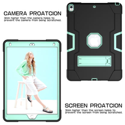 For iPad 10.5 Contrast Color Silicone + PC Combination Case with Holder(Black + Aqua) - iPad Air (2019) Cases by buy2fix | Online Shopping UK | buy2fix