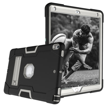 For iPad 10.5 Contrast Color Silicone + PC Combination Case with Holder(Black + Grey) - iPad Air (2019) Cases by buy2fix | Online Shopping UK | buy2fix
