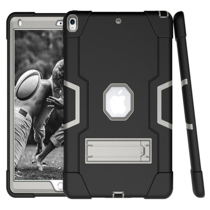 For iPad 10.5 Contrast Color Silicone + PC Combination Case with Holder(Black + Grey) - iPad Air (2019) Cases by buy2fix | Online Shopping UK | buy2fix