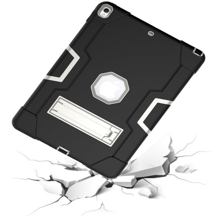 For iPad 10.5 Contrast Color Silicone + PC Combination Case with Holder(Black + Grey) - iPad Air (2019) Cases by buy2fix | Online Shopping UK | buy2fix