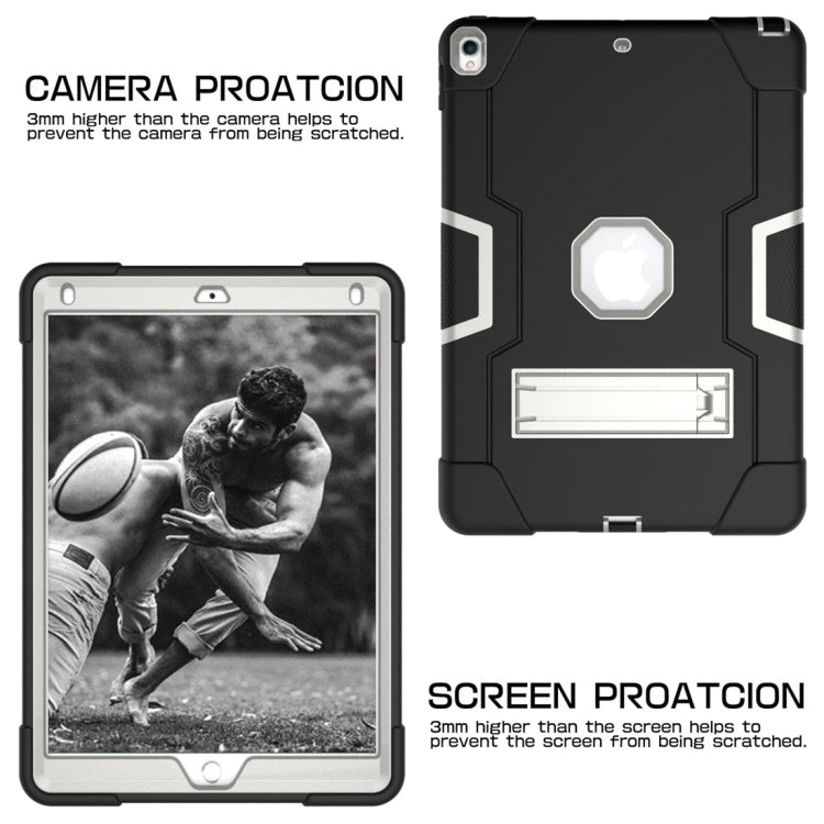 For iPad 10.5 Contrast Color Silicone + PC Combination Case with Holder(Black + Grey) - iPad Air (2019) Cases by buy2fix | Online Shopping UK | buy2fix
