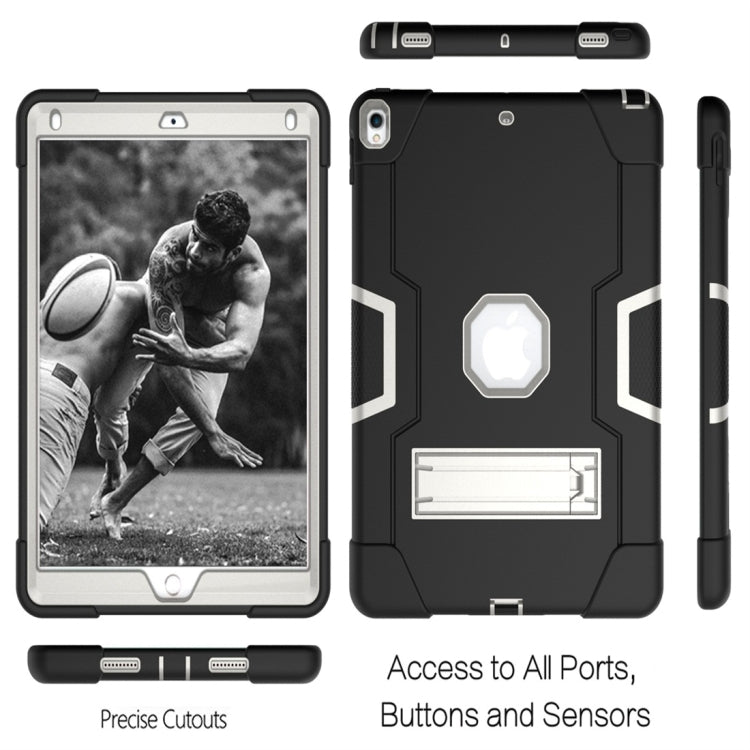 For iPad 10.5 Contrast Color Silicone + PC Combination Case with Holder(Black + Grey) - iPad Air (2019) Cases by buy2fix | Online Shopping UK | buy2fix