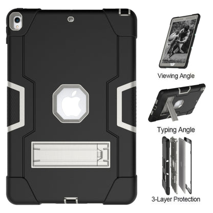 For iPad 10.5 Contrast Color Silicone + PC Combination Case with Holder(Black + Grey) - iPad Air (2019) Cases by buy2fix | Online Shopping UK | buy2fix