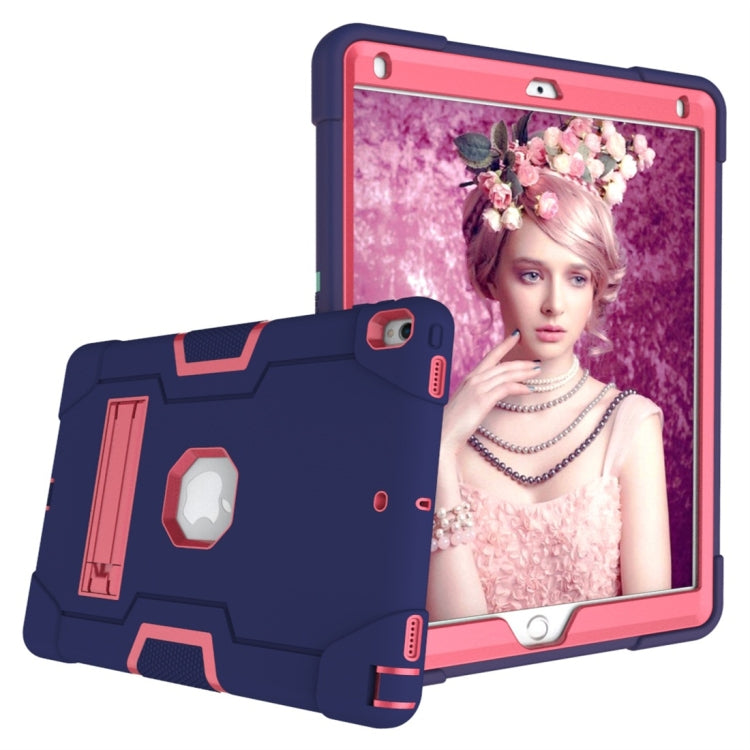 For iPad 10.5 Contrast Color Silicone + PC Combination Case with Holder(Navy Blue + Rose Red) - iPad Air (2019) Cases by buy2fix | Online Shopping UK | buy2fix