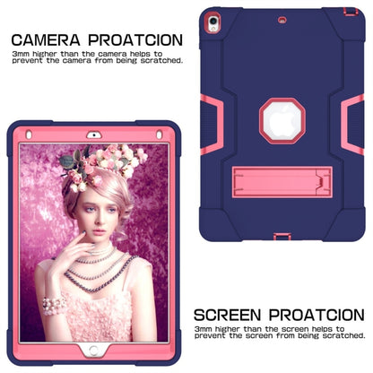 For iPad 10.5 Contrast Color Silicone + PC Combination Case with Holder(Navy Blue + Rose Red) - iPad Air (2019) Cases by buy2fix | Online Shopping UK | buy2fix