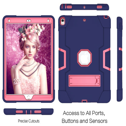 For iPad 10.5 Contrast Color Silicone + PC Combination Case with Holder(Navy Blue + Rose Red) - iPad Air (2019) Cases by buy2fix | Online Shopping UK | buy2fix