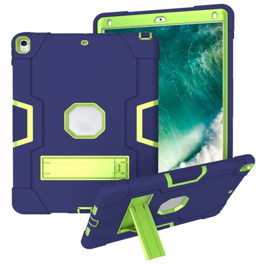 For iPad 10.5 Contrast Color Silicone + PC Combination Case with Holder(Navy Blue +Olivine) - iPad Air (2019) Cases by buy2fix | Online Shopping UK | buy2fix