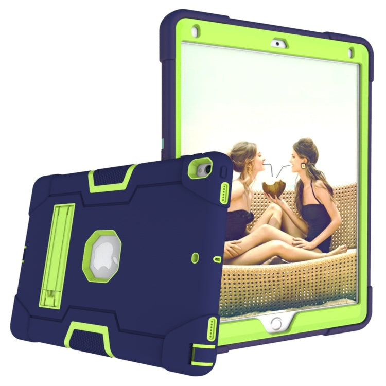 For iPad 10.5 Contrast Color Silicone + PC Combination Case with Holder(Navy Blue +Olivine) - iPad Air (2019) Cases by buy2fix | Online Shopping UK | buy2fix