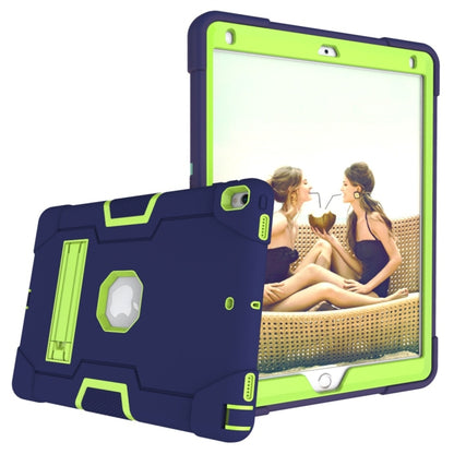 For iPad 10.5 Contrast Color Silicone + PC Combination Case with Holder(Navy Blue +Olivine) - iPad Air (2019) Cases by buy2fix | Online Shopping UK | buy2fix