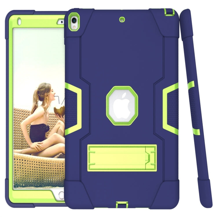 For iPad 10.5 Contrast Color Silicone + PC Combination Case with Holder(Navy Blue +Olivine) - iPad Air (2019) Cases by buy2fix | Online Shopping UK | buy2fix