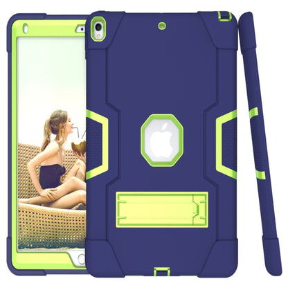 For iPad 10.5 Contrast Color Silicone + PC Combination Case with Holder(Navy Blue +Olivine) - iPad Air (2019) Cases by buy2fix | Online Shopping UK | buy2fix