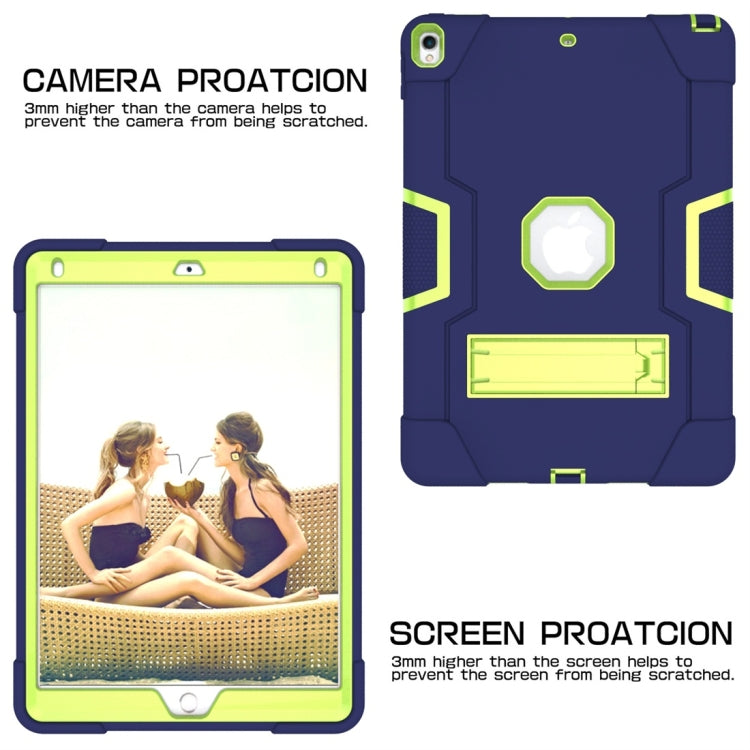 For iPad 10.5 Contrast Color Silicone + PC Combination Case with Holder(Navy Blue +Olivine) - iPad Air (2019) Cases by buy2fix | Online Shopping UK | buy2fix