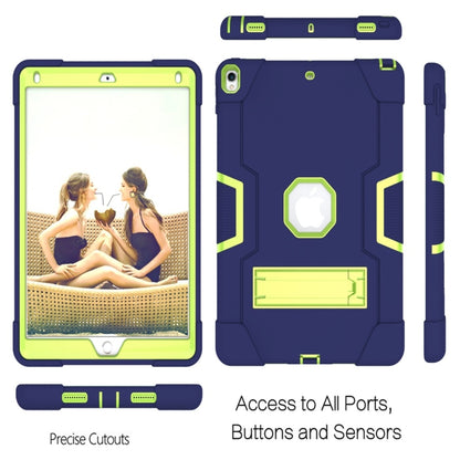 For iPad 10.5 Contrast Color Silicone + PC Combination Case with Holder(Navy Blue +Olivine) - iPad Air (2019) Cases by buy2fix | Online Shopping UK | buy2fix