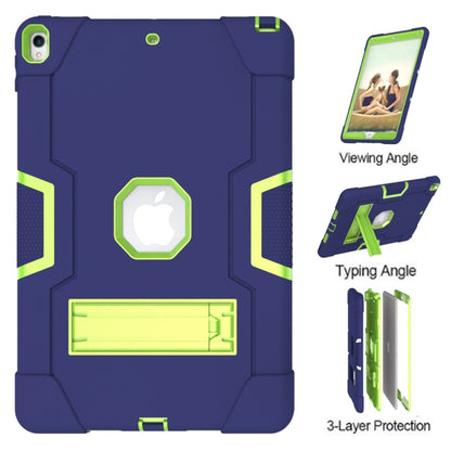 For iPad 10.5 Contrast Color Silicone + PC Combination Case with Holder(Navy Blue +Olivine) - iPad Air (2019) Cases by buy2fix | Online Shopping UK | buy2fix