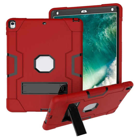 For iPad 10.5 Contrast Color Silicone + PC Combination Case with Holder(Red + Black) - iPad Air (2019) Cases by buy2fix | Online Shopping UK | buy2fix