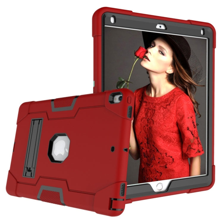 For iPad 10.5 Contrast Color Silicone + PC Combination Case with Holder(Red + Black) - iPad Air (2019) Cases by buy2fix | Online Shopping UK | buy2fix