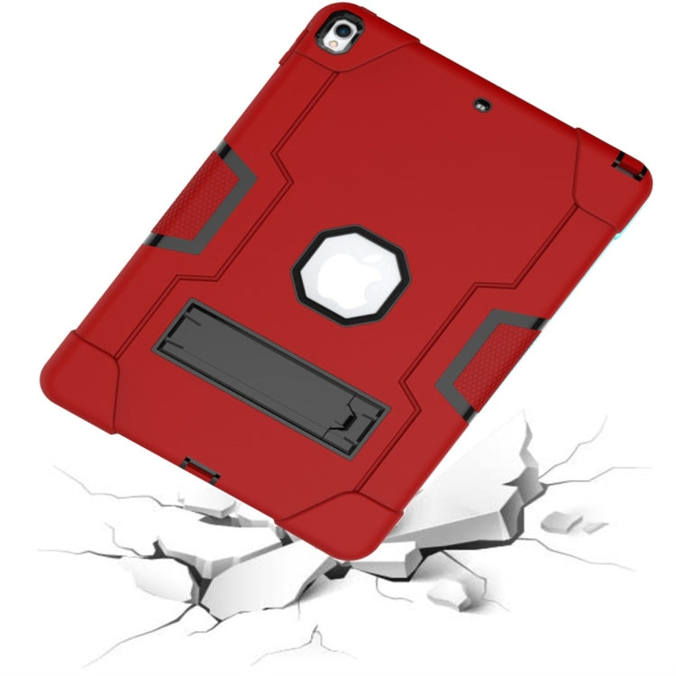 For iPad 10.5 Contrast Color Silicone + PC Combination Case with Holder(Red + Black) - iPad Air (2019) Cases by buy2fix | Online Shopping UK | buy2fix