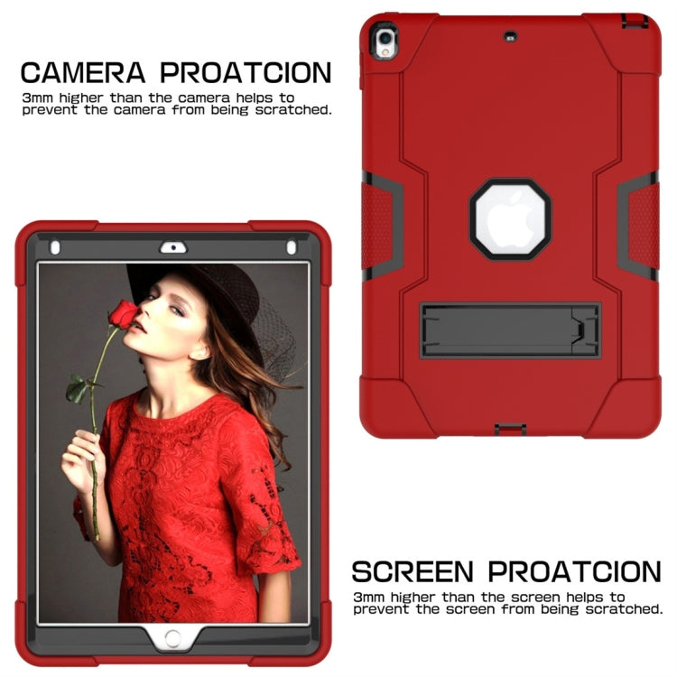 For iPad 10.5 Contrast Color Silicone + PC Combination Case with Holder(Red + Black) - iPad Air (2019) Cases by buy2fix | Online Shopping UK | buy2fix
