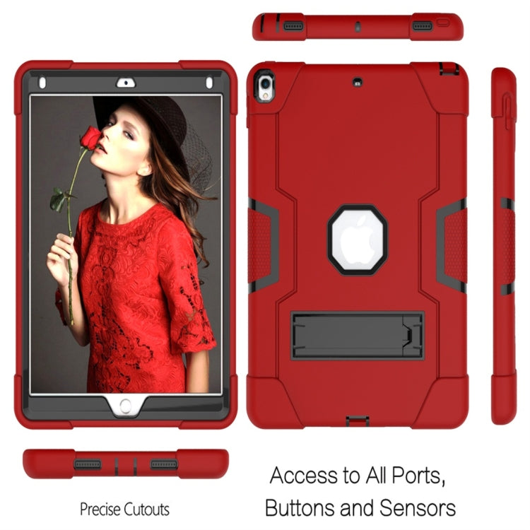 For iPad 10.5 Contrast Color Silicone + PC Combination Case with Holder(Red + Black) - iPad Air (2019) Cases by buy2fix | Online Shopping UK | buy2fix