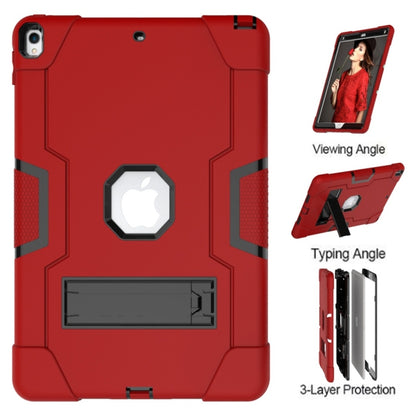 For iPad 10.5 Contrast Color Silicone + PC Combination Case with Holder(Red + Black) - iPad Air (2019) Cases by buy2fix | Online Shopping UK | buy2fix