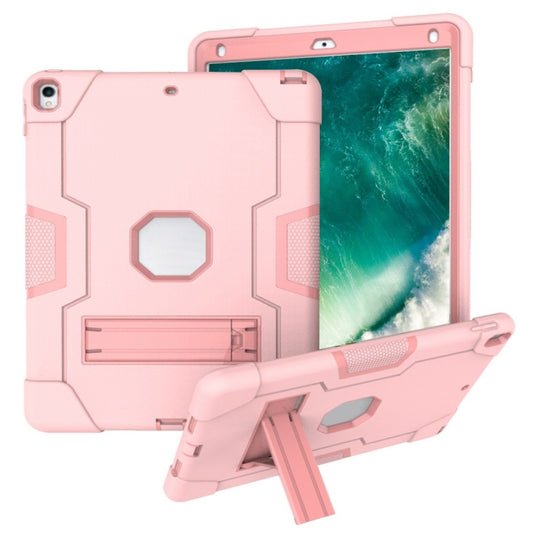 For iPad 10.5 Contrast Color Silicone + PC Combination Case with Holder(Rose Gold) - iPad Air (2019) Cases by buy2fix | Online Shopping UK | buy2fix