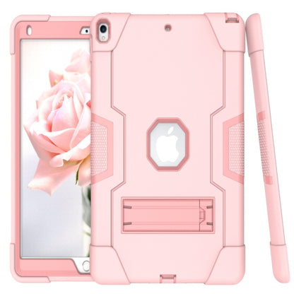 For iPad 10.5 Contrast Color Silicone + PC Combination Case with Holder(Rose Gold) - iPad Air (2019) Cases by buy2fix | Online Shopping UK | buy2fix