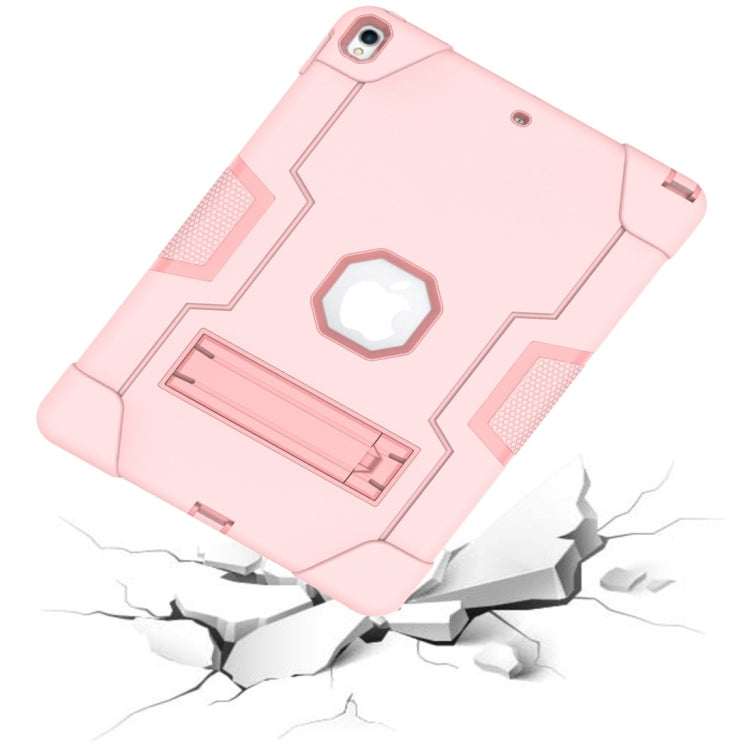 For iPad 10.5 Contrast Color Silicone + PC Combination Case with Holder(Rose Gold) - iPad Air (2019) Cases by buy2fix | Online Shopping UK | buy2fix