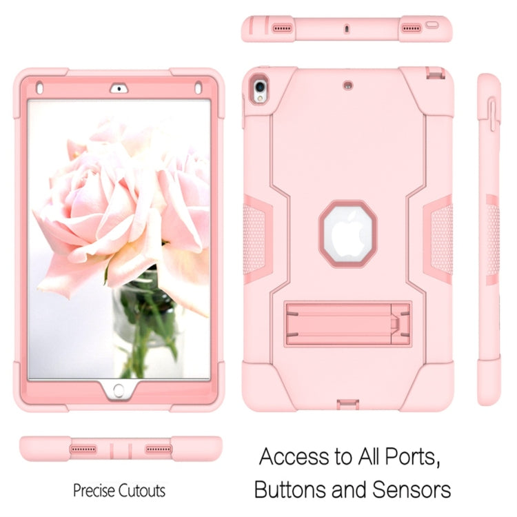 For iPad 10.5 Contrast Color Silicone + PC Combination Case with Holder(Rose Gold) - iPad Air (2019) Cases by buy2fix | Online Shopping UK | buy2fix