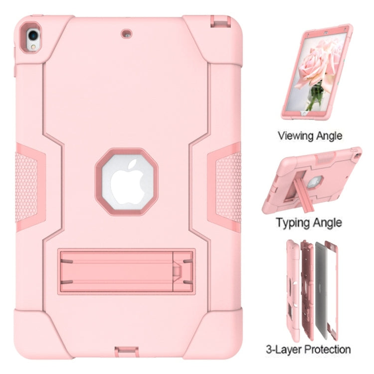 For iPad 10.5 Contrast Color Silicone + PC Combination Case with Holder(Rose Gold) - iPad Air (2019) Cases by buy2fix | Online Shopping UK | buy2fix