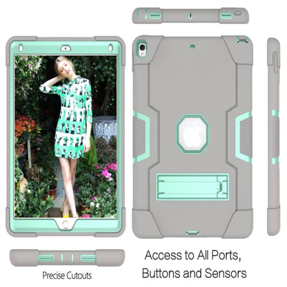 For iPad 10.5 Contrast Color Silicone + PC Combination Case with Holder(Grey + Aqua) - iPad Air (2019) Cases by buy2fix | Online Shopping UK | buy2fix