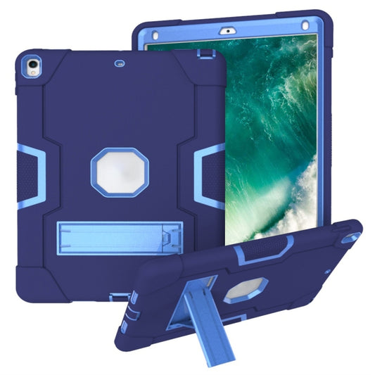 For iPad 10.5 Contrast Color Silicone + PC Combination Case with Holder(Navy Blue + Blue) - iPad Air (2019) Cases by buy2fix | Online Shopping UK | buy2fix