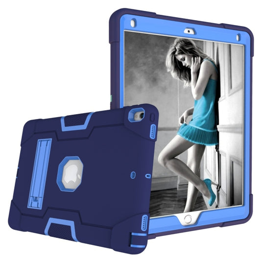 For iPad 10.5 Contrast Color Silicone + PC Combination Case with Holder(Navy Blue + Blue) - iPad Air (2019) Cases by buy2fix | Online Shopping UK | buy2fix
