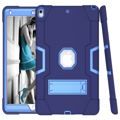For iPad 10.5 Contrast Color Silicone + PC Combination Case with Holder(Navy Blue + Blue) - iPad Air (2019) Cases by buy2fix | Online Shopping UK | buy2fix