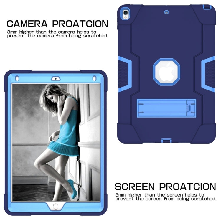 For iPad 10.5 Contrast Color Silicone + PC Combination Case with Holder(Navy Blue + Blue) - iPad Air (2019) Cases by buy2fix | Online Shopping UK | buy2fix