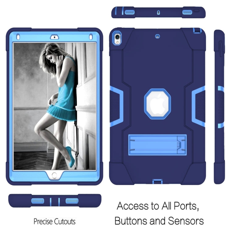 For iPad 10.5 Contrast Color Silicone + PC Combination Case with Holder(Navy Blue + Blue) - iPad Air (2019) Cases by buy2fix | Online Shopping UK | buy2fix