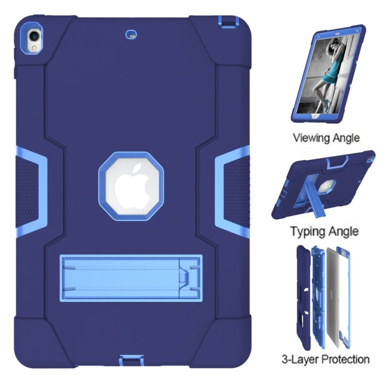 For iPad 10.5 Contrast Color Silicone + PC Combination Case with Holder(Navy Blue + Blue) - iPad Air (2019) Cases by buy2fix | Online Shopping UK | buy2fix