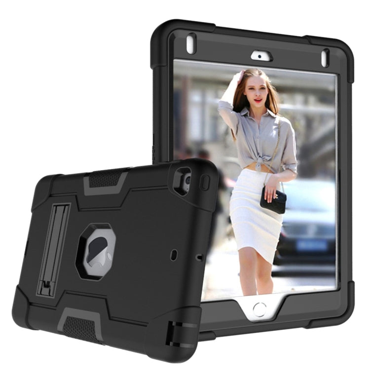 For iPad Mini 5 / 4 Contrast Color Silicone + PC Combination Case with Holder(Black) - iPad mini (2019) / mini 5 Cases by buy2fix | Online Shopping UK | buy2fix