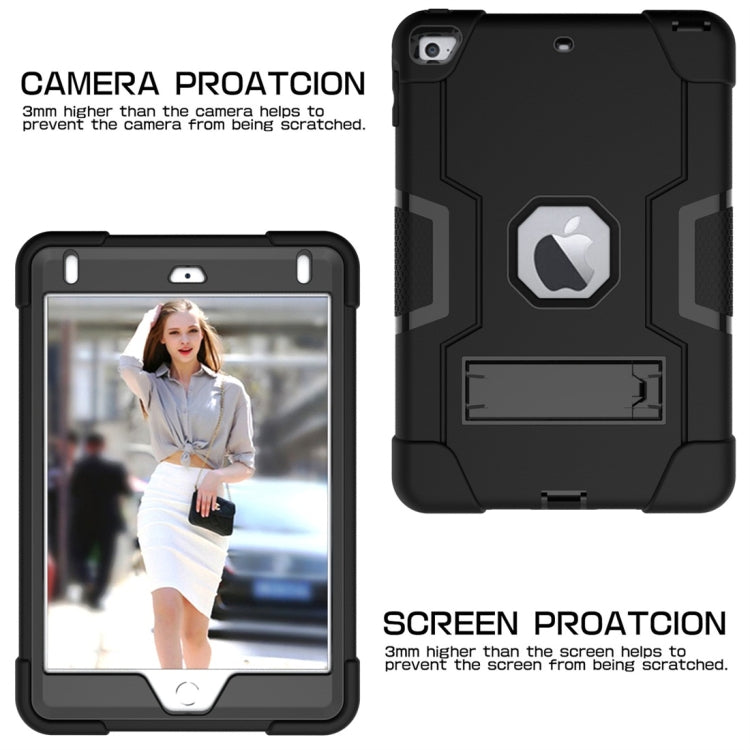 For iPad Mini 5 / 4 Contrast Color Silicone + PC Combination Case with Holder(Black) - iPad mini (2019) / mini 5 Cases by buy2fix | Online Shopping UK | buy2fix