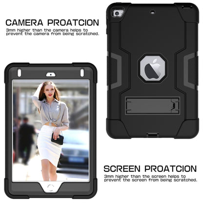 For iPad Mini 5 / 4 Contrast Color Silicone + PC Combination Case with Holder(Black) - iPad mini (2019) / mini 5 Cases by buy2fix | Online Shopping UK | buy2fix